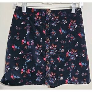 Hollister Floral Button Front Floral Velvet Skirt Size 1